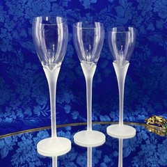 Colony Crystal White Frosted Stem Amaryllis Set/4 Liquor Glasses Flutes Wine Ice
