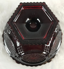 vintage 1876 Avon Cape Cod Ruby Red Glass Footed Candy Dish 6″ wide x 3.25″ tall