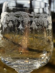 Bohemia Clear Crystal Glasses In the «Cascade» pattern 6-1/2”. Nine Available
