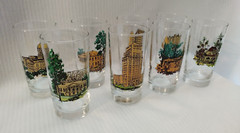 Vintage Libbey Wilbur G Kurtz Atlanta Historical Sites Highball Glasses Set of 8