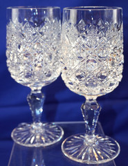 ABC Cut Star & Cane Design, Cut Foot, Set of 2 Water Goblets, 7″ (Y5)