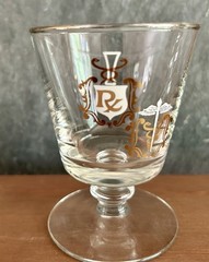 Libbey Apothecary Rx Cocktail Glasses Footed 22K Gold MCM Barware 4.5″ Set of 4