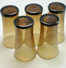 Vintage Set of 5 Anchor Hocking Linden Mocha Tawny Brown Glass Tumblers 16oz