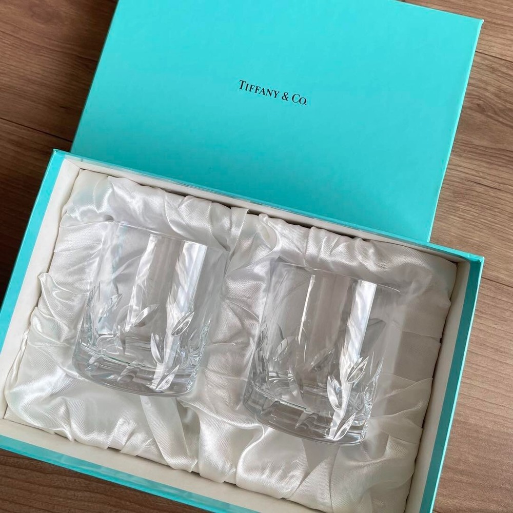 Tiffany & Co. Crystal Rock Glass Tumbler Ampersand collection Set of 2 Clear