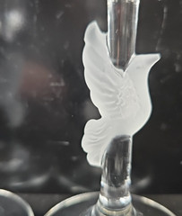 2) Gorham Amore Dove Fluted Champagne Glass Set Elegant Clear Frost Stemware Lot