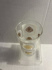 Vintage MCM Sand Dollar Medallion Gold & White Highball Tumbler Glass