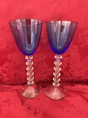 NIB’s FLAWLESS Blue BACCARAT France Two VEGA Crystal FORTISSIMO WINE RHINE Glass