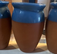 Astral Tequila Terracotta Tumblers Blue Glazed Top/Inside 4.75″ Tall; Set of 5