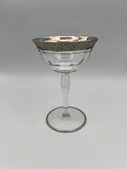 Vintage Tiffin Rambler Rose Optic Platinum Rim Champagne Glass