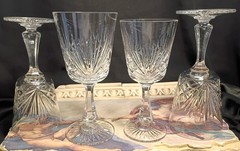 4 Oscar De La Renta BUCKINGHAM 2 Wine + 2 Water Luxury Crystal Glasses Set HTF