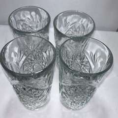 Set of 4 Libbey Hobstar Star Burst Clear Glass 6″ Tumblers Highball Ice Tea NEW