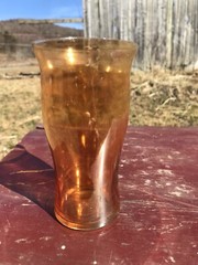 Vintage Peach Drinking Glass Tumbler Thin Single Water Cup 5 1/4 H