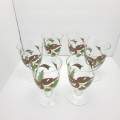Set of 2 Holiday Plaid Ribbon Iced Tea wine water Glasses Goblet 5 5/8″
