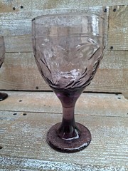 Libbey PURPLE AMETHYST Garden Vine WINE Goblet- Set of 4- Vintage Glassware USA