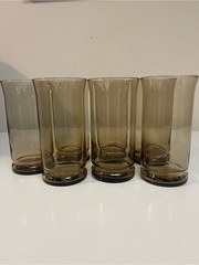 Vintage Libbey Bolero Tawny Brown Smoke Highball Glasses Set of 7 MCM 12 Oz