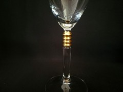 Vintage Hollywood Regency Style Wine Goblets W/ Gold Wafers Hardware on Stem – 4
