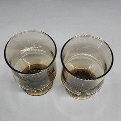 Vtg Set of 5 Smokey Brown Libbey Glass Juice Goblets 3.75″ Tall Drinking Glasses