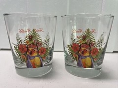 Frida Karloff Tequila Rocks Glasses (2) Parrot Tropical