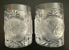 Saks Fifth Avenue Vintage Old Fashioned Crystal Hummingbird Glassware Great Gift