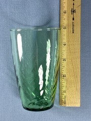 Vintage Set of 6 Libbey Pale Green Swirl Drinking Glasses 5” Tall 8 oz Excellent