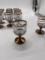 Vintage Culver Pisa Gold Footed Shot Glasses Set of 12 MCM 22K Liquor Barware