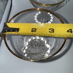 Boopie CANDLEWICK Sherbet /Dessert Gold Rim Glasses Set of 4 Beaded Base. 3.5”