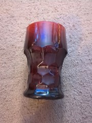 Vintage Anchor Hocking Ruby Red Glass Georgian Honeycomb 4 1/4″ 9oz Tumbler EUC