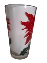 MCM Boscul Peanut Butter Glass Tumbler Red / orange Poinsettia Estate 5″ #12
