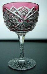CRANBERRY TO CLEAR ABP CUT GLASS CRYSTAL WINE POSSIBLY BY STRAUS