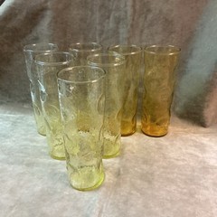 V1960’s mid-century modern Empoli Italy thumbprint crinkle zombie glass Tumblers