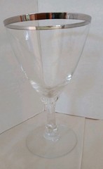 Set of 4 Vtg Fostoria Engagement Platinum Trim 6 3/8″ Iced Tea Goblets Handblown