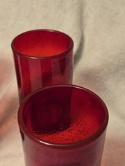 ARTLAND Iris Ruby Highball Glasses Ruby Red Hand Blown Bubble 5.75″x3.25″ NEW