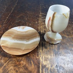 Handcrafted Marble Goblet and Saucer – Elegant Decorative Accent