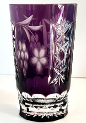 Ajka Marsala Amethyst Cut To Clear Crystal High Ball Glass Purple Vintage HTF
