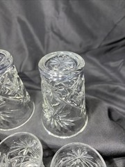 Set Of Five Early American Prescut Juice Glasses Star Starburst (2) 4.5”(3) 3.5”