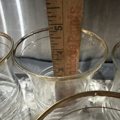 Vintage Anchor Hocking 3328-GOLD Ring Design 9oz Flat Tumbler Water Glasses 6