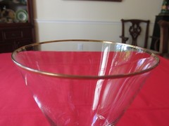 Set 3 Tiffin-Franciscan MANSFIELD Gold Rim Crystal 11oz Water Goblets 6 1/2″ B