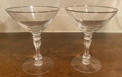 (2) TIFFIN-FRANCISCAN MONTCLAIR CHAMPAGNE GLASSES PLATINUM TRIM