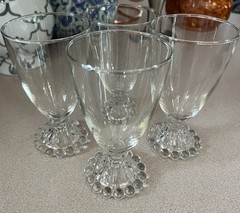 4 Vintage Anchor Hocking Boopie Clear Glass Water Goblets Berwick Beaded 5.5”H