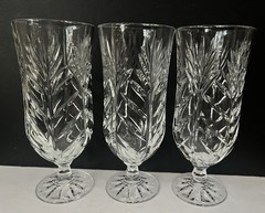 Set of 3 Crystal Glass Fifth Avenue PORTICO Iced Tea Glasses, 8 1/4”