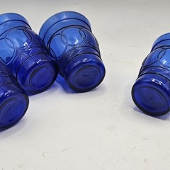 Cobalt Blue Glasses Maryland Glass Co. RING O RING Flat Juice Set Of 4 #7 Whisk