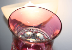 Tiffin Franciscan Kings Crown Cranberry Flash (top/bottom) Water Goblet Set of 2
