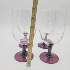 Set Of 4 Princess House Heritage Red Stem Clear Iced Tea Glasses Christmas Table