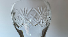 2 Webb Corbett Crystal Footed Tumblers Old Fashioned Glasses Cut Fan Criss-Cross