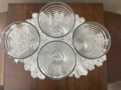 4 Vintage Libbey HOOPS Crisa Clear Tumblers Glasses Horizontal Rings Ribbed 6″ T