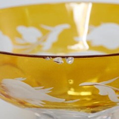 4 Bohemian Czech Rich Amber Flashed Glass Deco Petite Liqueur Cordial Coupe Cups