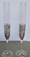 NEIMAN MARCUS Toasting Champagne Flutes, Gold Speckled