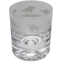 Whiskey Glass Decorated Racehorse Sandblast Sport Drink Tumbler Gift Box Animo