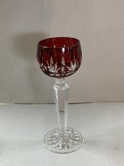 Ajka Arabella Crystal Ruby Red Hock Wine Glass Cut To Clear