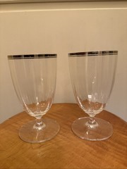 Mikasa STEPHANIE Crystal Platinum Rim, Optic Rib Ice Tea Water Goblet